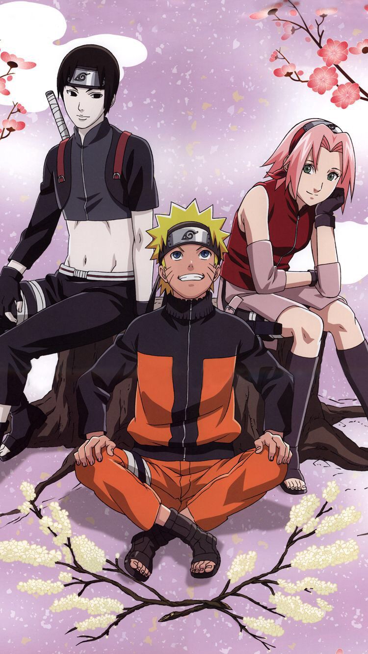 Naruto Team 7 Spring Wall Hanging Scroll – Naruto, Sai, Sakura Cherry Blossom