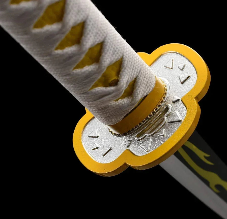 Demon Slayer Zenitsu Inspired 104 cm Wooden Katana Anime Cosplay Prop – Decorative Collectible