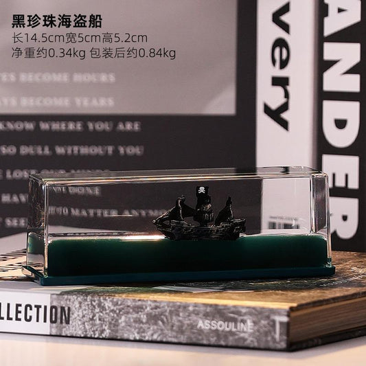 Floating Pirate Ship Showpiece – Unique Water Display for Car Dashboard & Home Decor - Drakon Lifestyle India