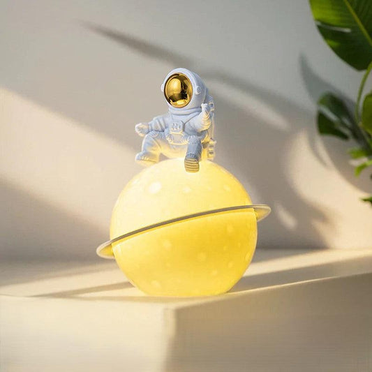 Astronaut Saturn Night Lamp – Cosmic LED Table Light - Drakon Lifestyle India