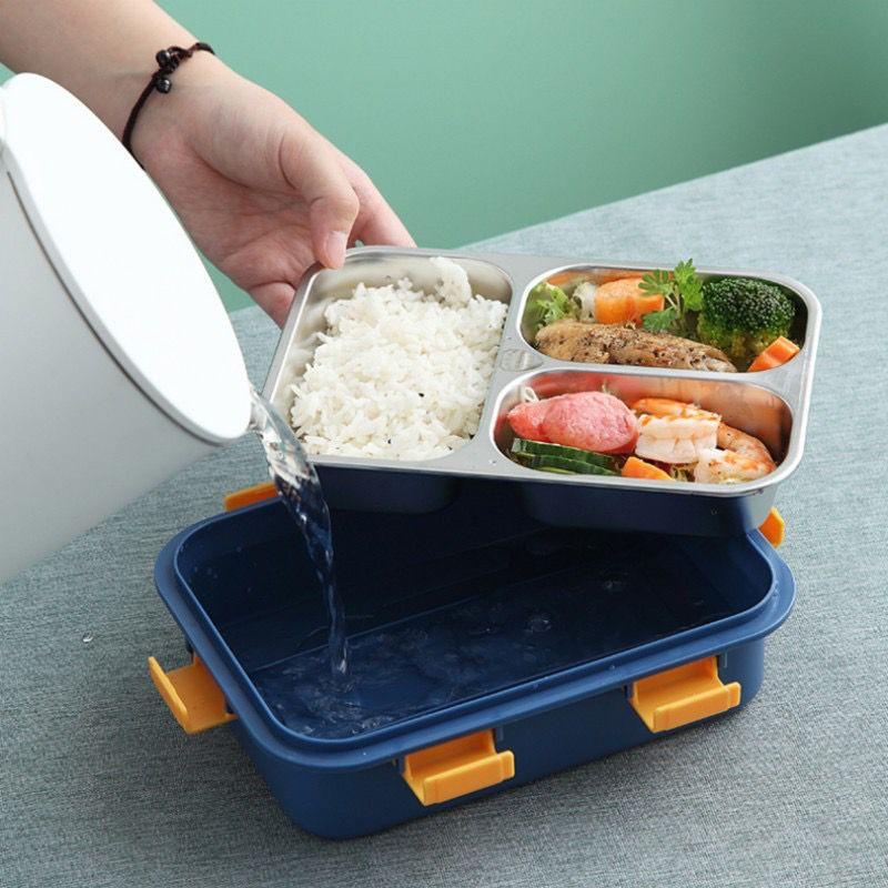Stainless Steel 3-Compartment Lunch Box – Leak-Proof & Durable - Drakon Lifestyle India