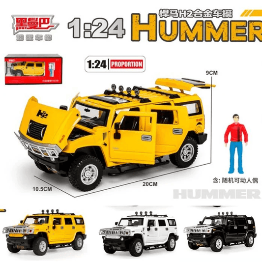 1:24 Diecast Hummer H2 Model Car – Collectible SUV with Opening Doors & Lights - Drakon Lifestyle India