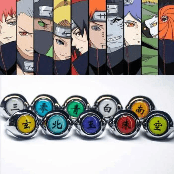 Akatsuki Clan Rings Set of 10 | Naruto Anime Cosplay Accessories - Drakon Lifestyle India