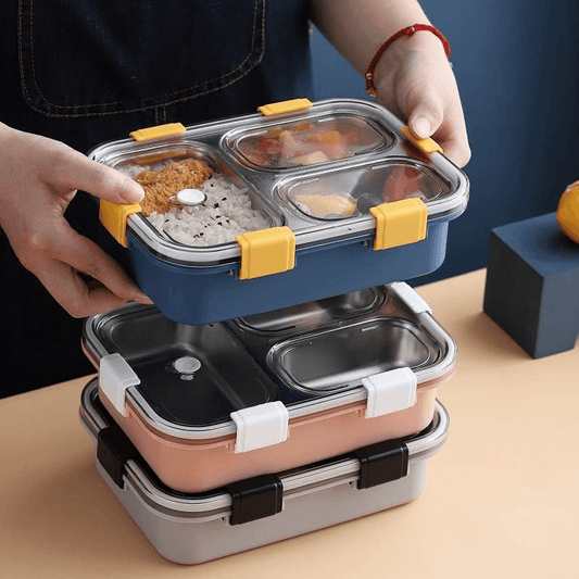 Stainless Steel 3-Compartment Lunch Box – Leak-Proof & Durable - Drakon Lifestyle India