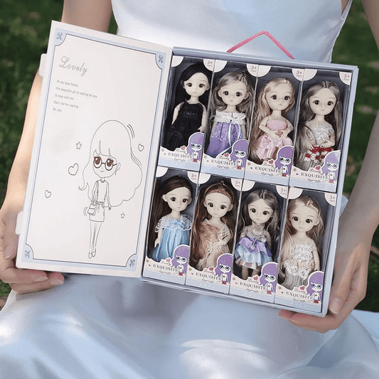 Set of 8 Exquisite Fashion Dolls – Collectible Mini Dolls with Stylish Outfits - Drakon Lifestyle India