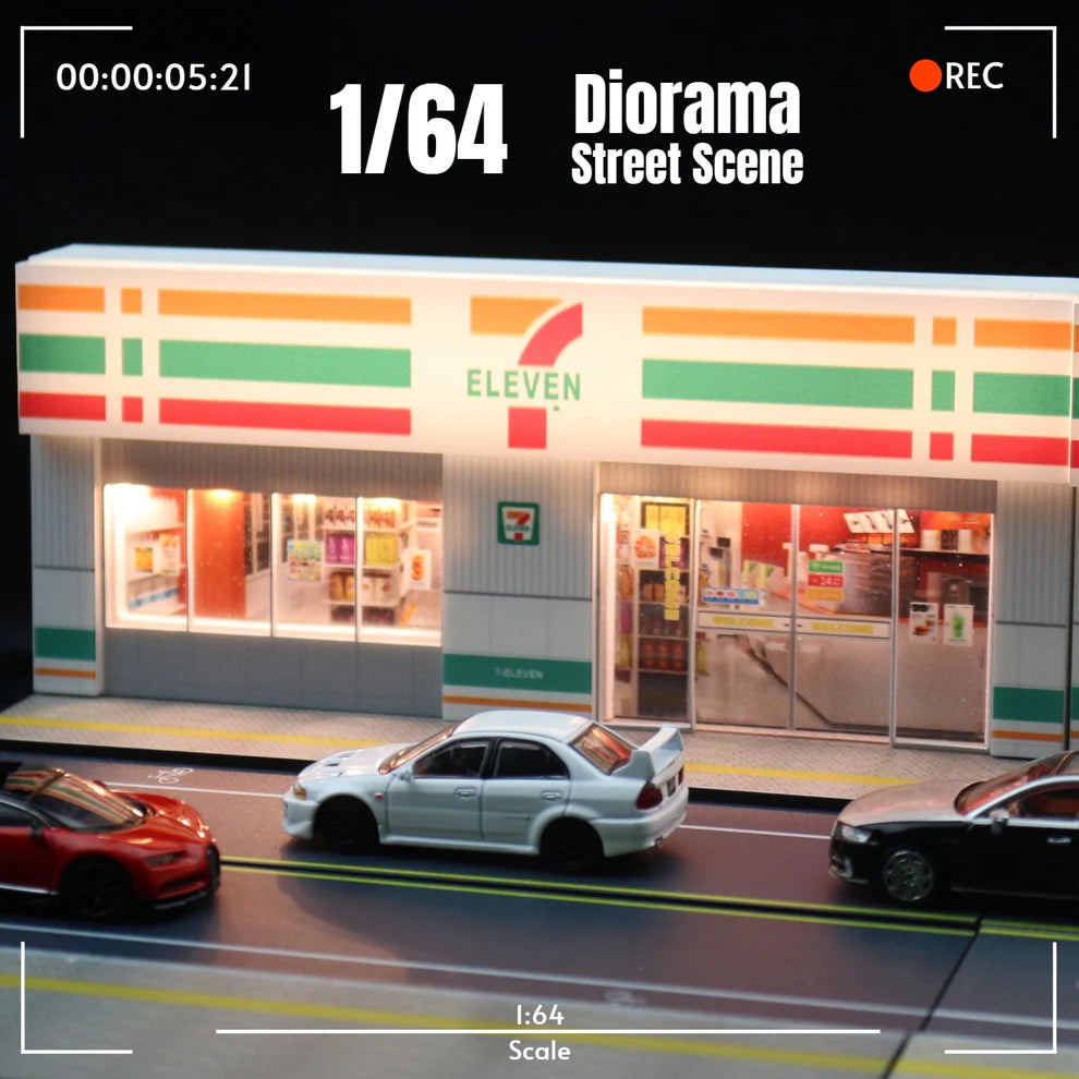 1:64 Scale Convenience Store Street Scene Miniature Diorama with LED