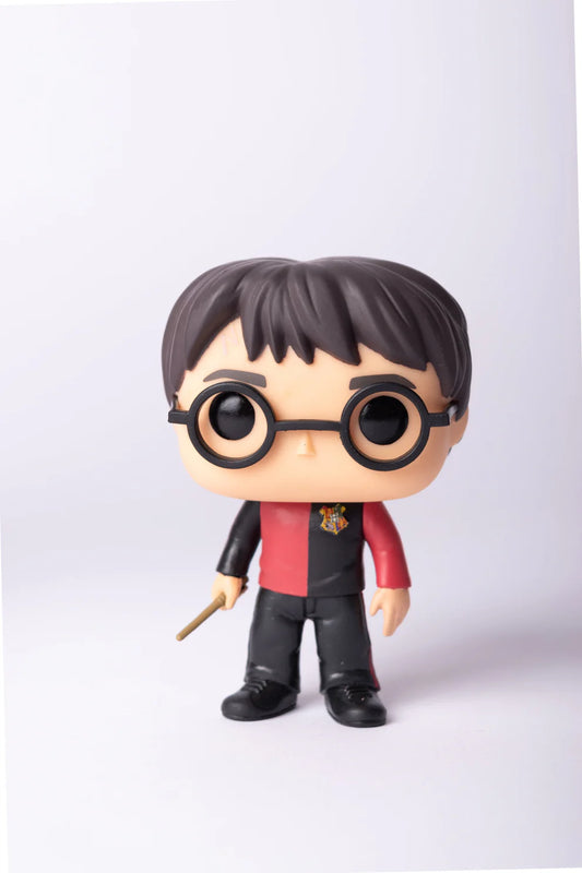 Harry Potter Chibi Figure in Split Red-Black Gryffindor Robes with Wand - 10 Inch Fun Pop Style