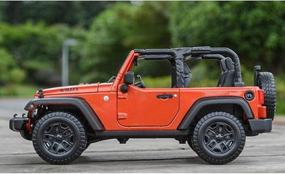 1:18 Scale Jeep Wrangler 2014 Diecast Off-Road SUV Model with Openable Parts – Orange Colour