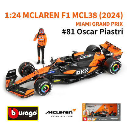 McLaren F1 MCL38 Miami GP Diecast Car with Driver – 1:24 Scale Oscar Piastri #81