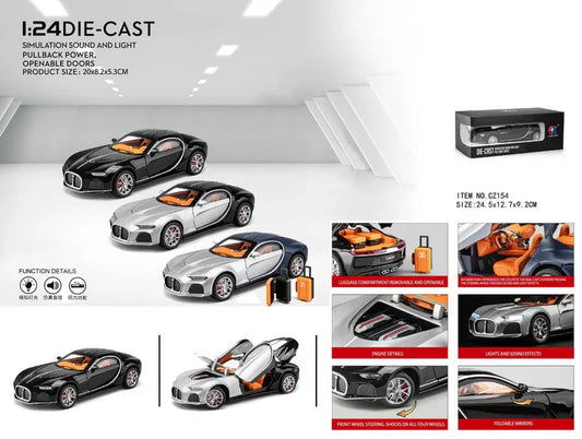 1:24 Bugatti Atlantic Die-Cast Car | Sound, Light & Pullback Action - Drakon Lifestyle India