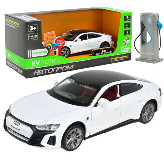 1:36 Audi RS e-tron GT Diecast Car with EV Charging Station