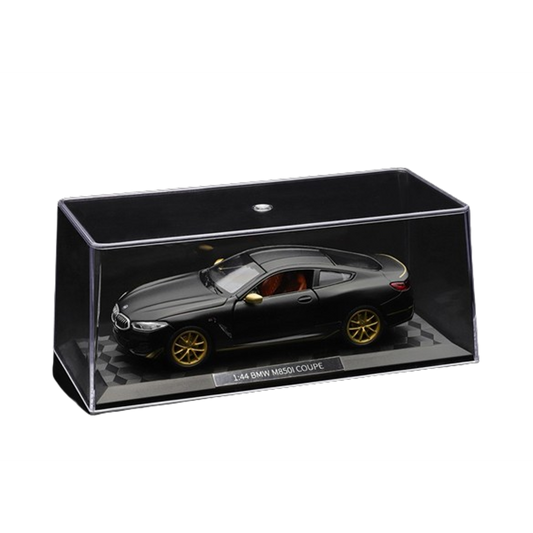 1:44 Scale BMW M850i Coupe Diecast Model with Openable Doors – Matte Black & Gold Accents
