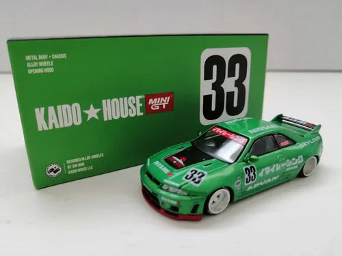 1:64 Kaido House x Mini GT Nissan Skyline GT-R R33 #33 Green Diecast – Limited Edition