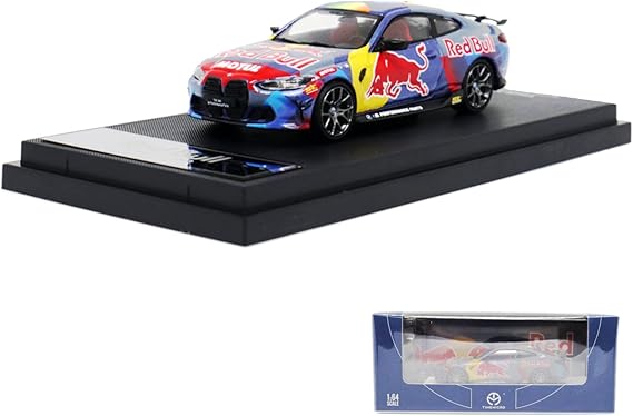 1:64 M4 Sports Car Diecast Model – Red Bull Racing Livery with Display Base.