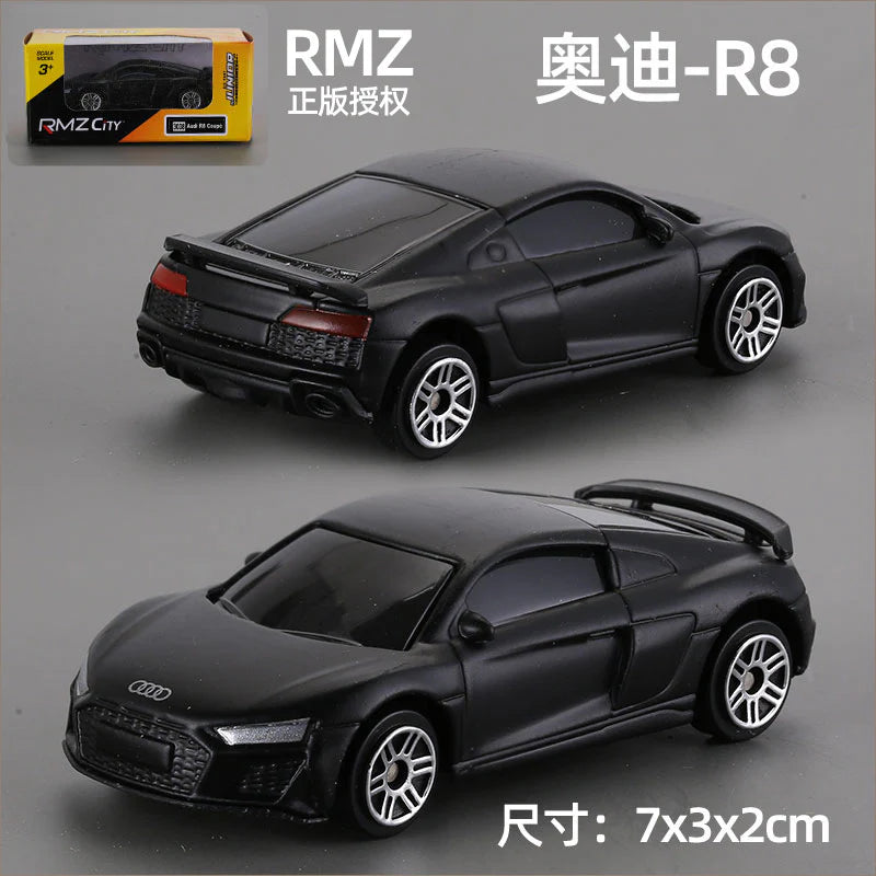 1:64 RMZ City Official Licensed Matte Black Audi R8 Diecast Car