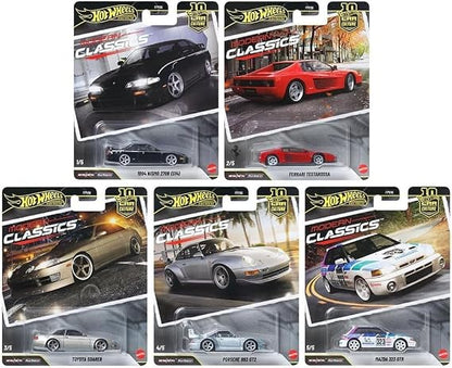 Hot wheels Car Culture 10th Anniversary 1:64 Scale Die Cast Premium Collection 2026 1994 NISMO 270R (S14)  FERRARI TESTAROSSA  TOYOTA SOARER  PORSCHE 993 GT2 MAZDA 323 GTR  MODERN CLASSICS  Set of 5 Cars