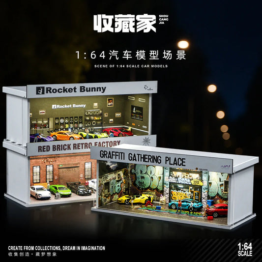 1:64 Scale Rocket Bunny Miniature Garage Scene with LED Display