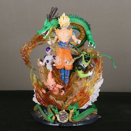 Dragon Ball Z Battle Mode Goku Action Figure with Frieza, Cell, Majin Buu & Shenron – 23 cm
