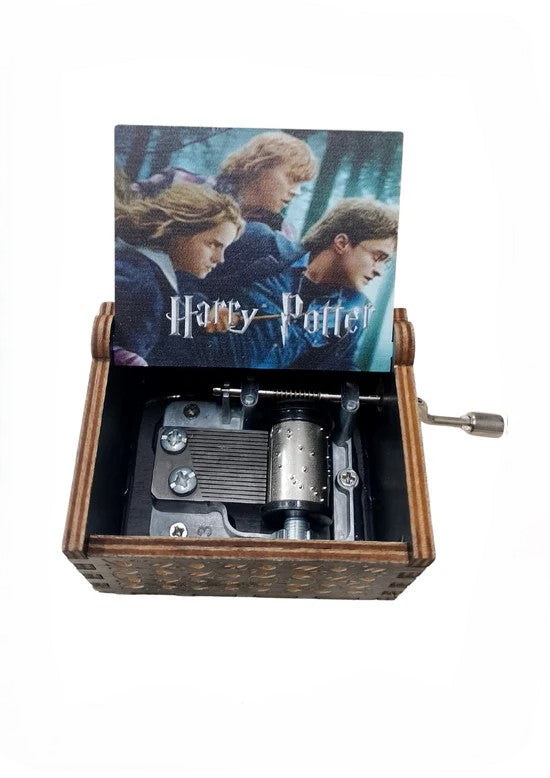 Harry Potter Trio Forest Music Box - Ron Hermione Harry Crank Wooden Collectible