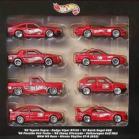 Hot Wheels 80th Anniversary Red Edition 8-Piece 1:64 Scale Die Cast Car Gift Set
