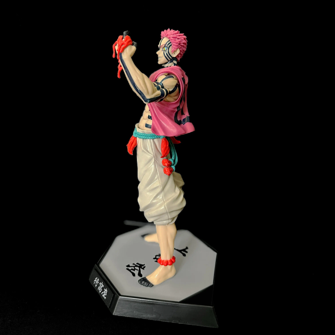 Akaza Rage Form Anime Figure – Tattooed Demon Warrior on Hex Base