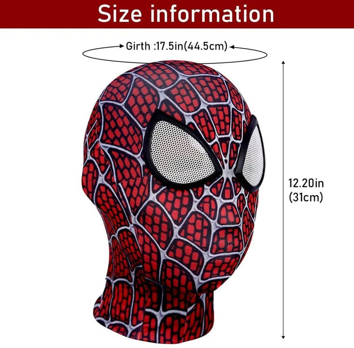 Amazing Spider-Man Red & Black Cosplay Cloth Mask with Mesh Eye Panels