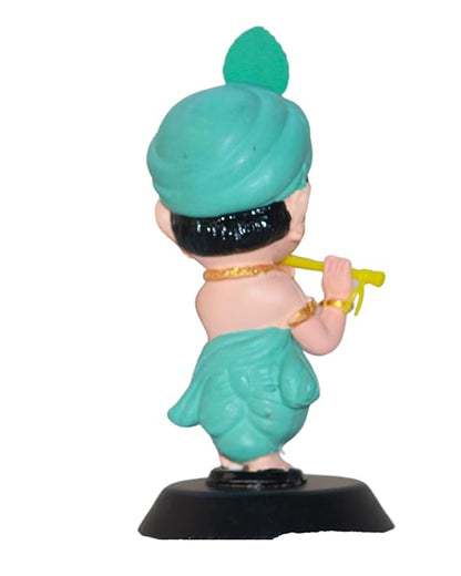 Baby Krishna Idol for Home Decor – Flute Playing Figurine with Peacock Feather