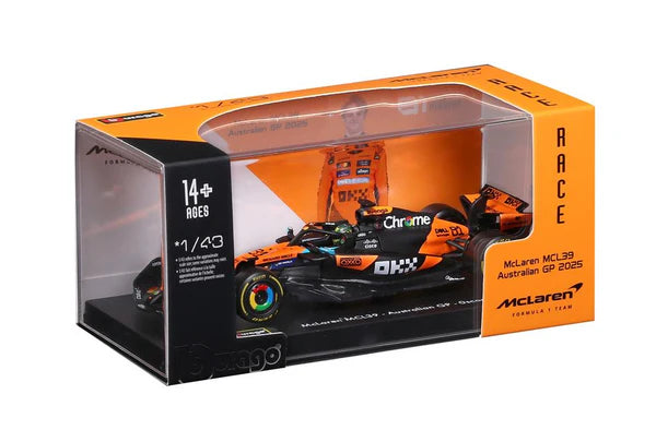 Bburago McLaren MCL39 Oscar Piastri #81 F1 Diecast Model Car – 1:43 Scale (Acrylic Box)