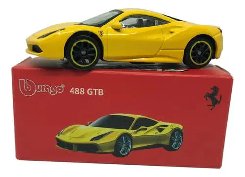 Bburago Ferrari 488 GTB Diecast Model Car – 1:64 Scale Yellow Collectible