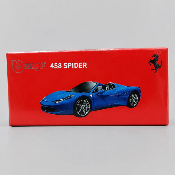 Bburago Ferrari 458 Spider 1:64 Scale Die Cast Model Car – Metallic Blue Official Collectible