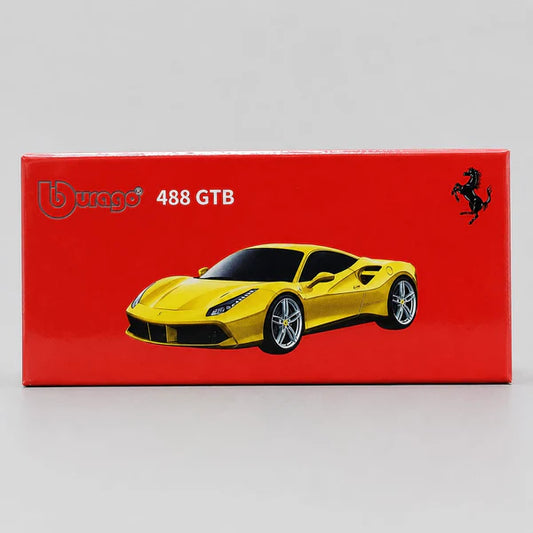 Bburago Ferrari 488 GTB 1:64 Scale Die Cast Model Car – Yellow Official Collectible