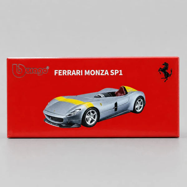 Bburago Ferrari Monza SP1 1:64 Scale Die Cast Model Car – Silver Official Collectible