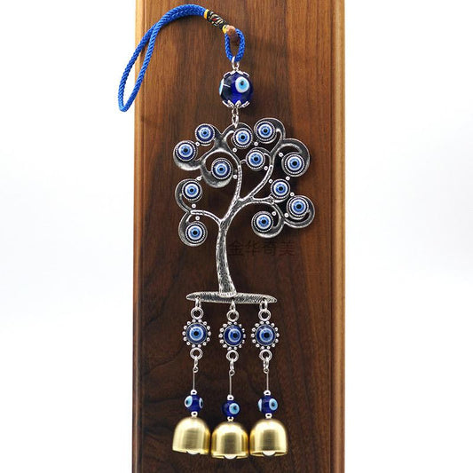 Big Tree Evil Eye Wind Chime Hanging – Protective Nazar Bell Decor