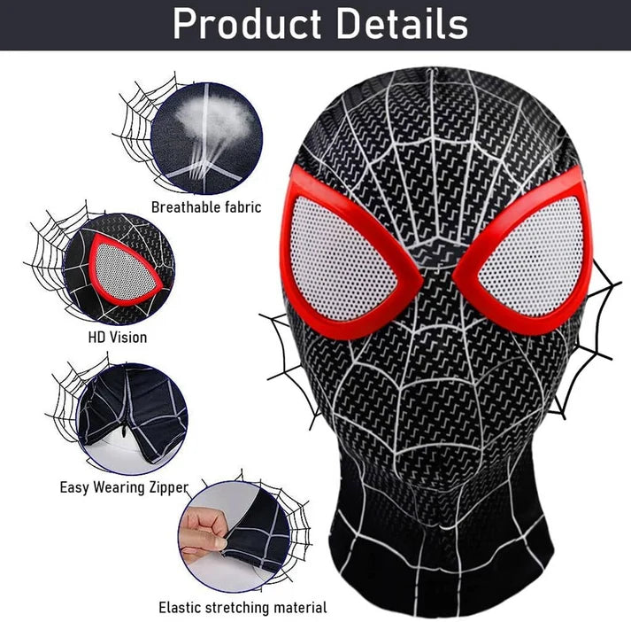 Black Venom Spider-Man Mask – Lycra Fabric Superhero Face Mask stretchable & Breathable