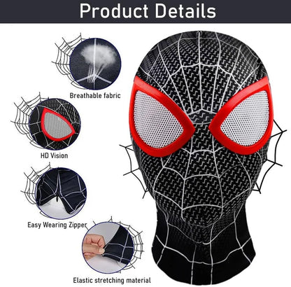 Black Venom Spider-Man Mask – Lycra Fabric Superhero Face Mask stretchable & Breathable