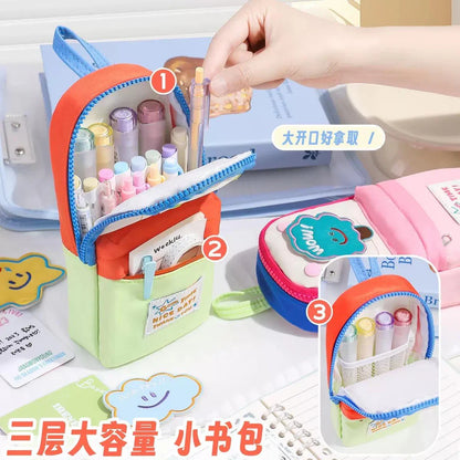 Cute Cloud Design Pencil Pouch with Double Zip – Multicolor Stationery Organizer