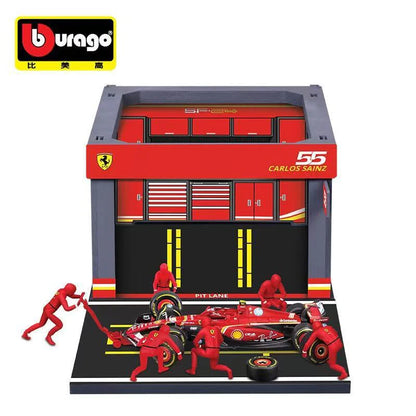 Bburago 1:43 Ferrari SF-24 Pit Stop Garage Set – Charles Leclerc #16