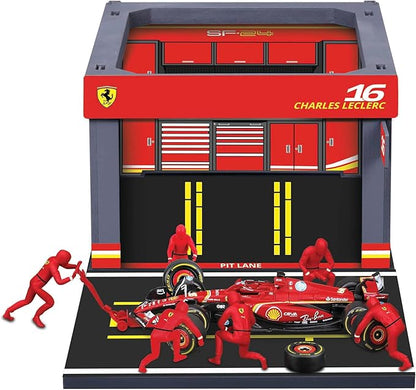 Bburago 1:43 Ferrari SF-24 Pit Stop Garage Set – Charles Leclerc #16