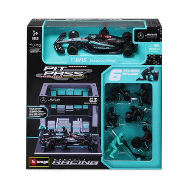 Bburago 1:43 Mercedes W15 Pit Pass Garage Set – George Russell #63