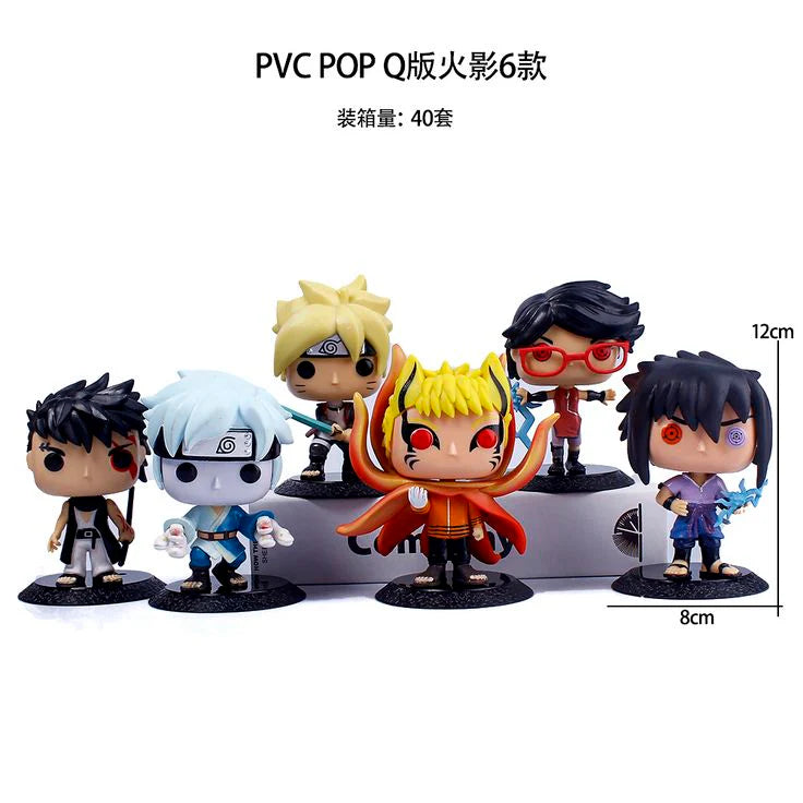 Chibi Ninja Heroes 6‑in‑1 Set – POP Style Naruto PVC Figures with Bases