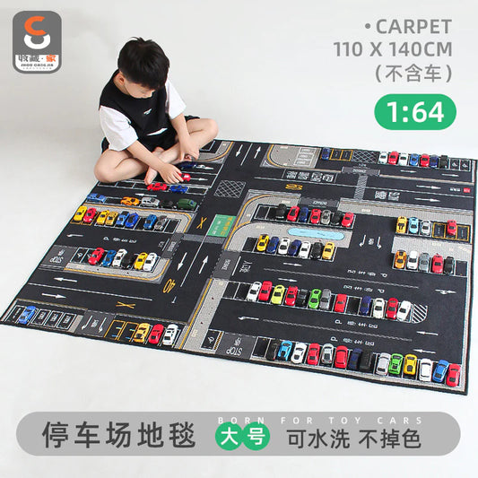 City Parking Play Mat Carpet for Toy Cars – 110 × 140 cm (1:64 Scale)