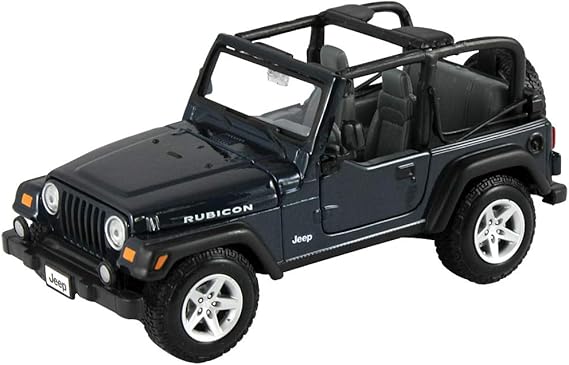 1:27 Scale Jeep Wrangler Rubicon Diecast Model – Open‑Top Blue with Roll Cage