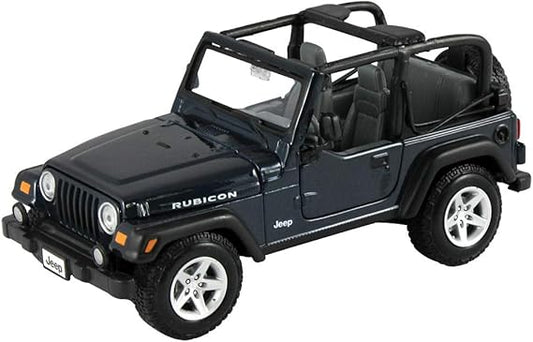 1:27 Scale Jeep Wrangler Rubicon Diecast Model – Open‑Top Blue with Roll Cage