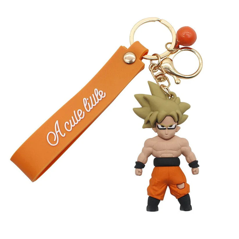 DBZ Olive Hair Rubber Keychain – Super Saiyan Style with Orange Strap
