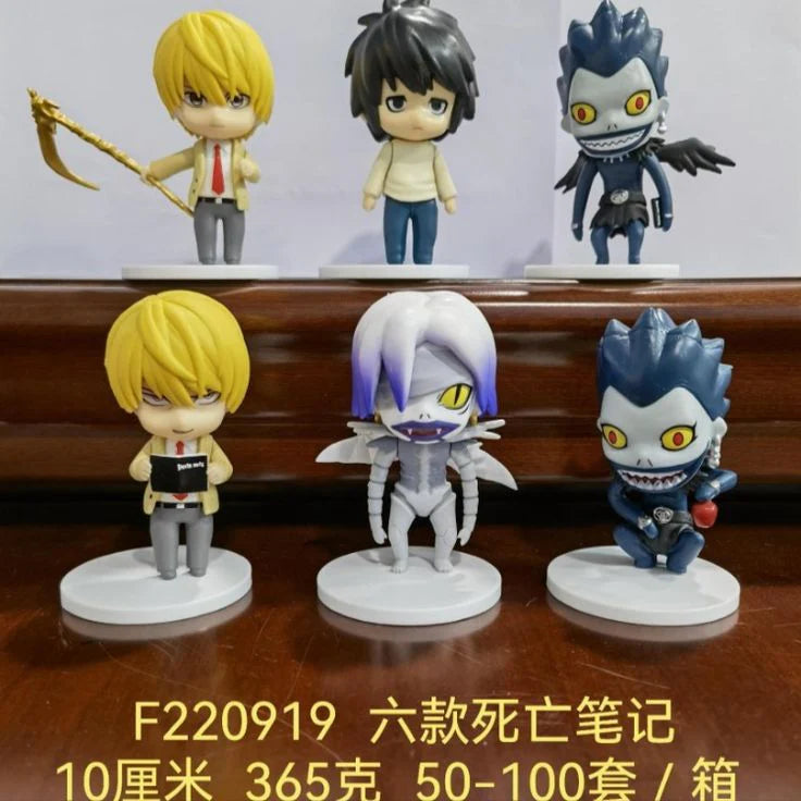 Dark Notebook Mini Figure 6‑Pack – Cute Anime Detectives and Reaper Set