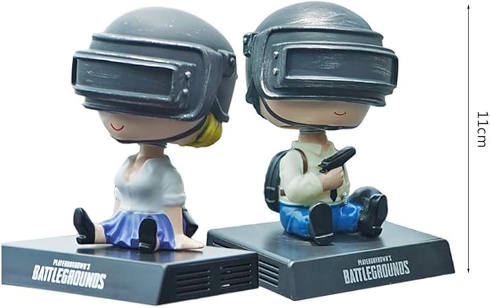 PUBG Couple Bobblehead Set – 11 cm Car Dashboard Dolls with Helmets and Bases