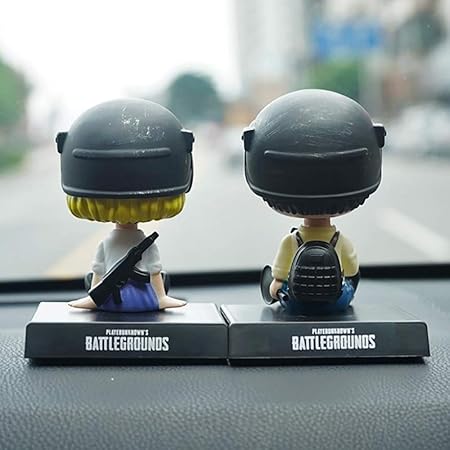 PUBG Couple Bobblehead Set – 11 cm Car Dashboard Dolls with Helmets and Bases