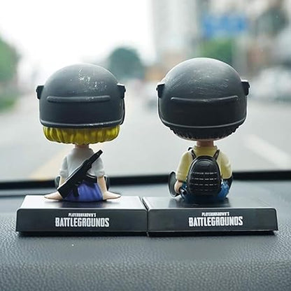 PUBG Couple Bobblehead Set – 11 cm Car Dashboard Dolls with Helmets and Bases