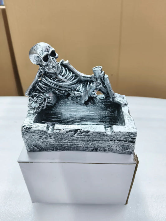 Dead Tired Smoker – Reclining Skeleton Metallic Ash Dish