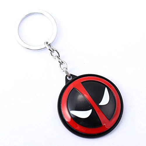 Red Mask Emblem Rotating Keychain – Metal Ring, Glossy 3D Badge Charm
